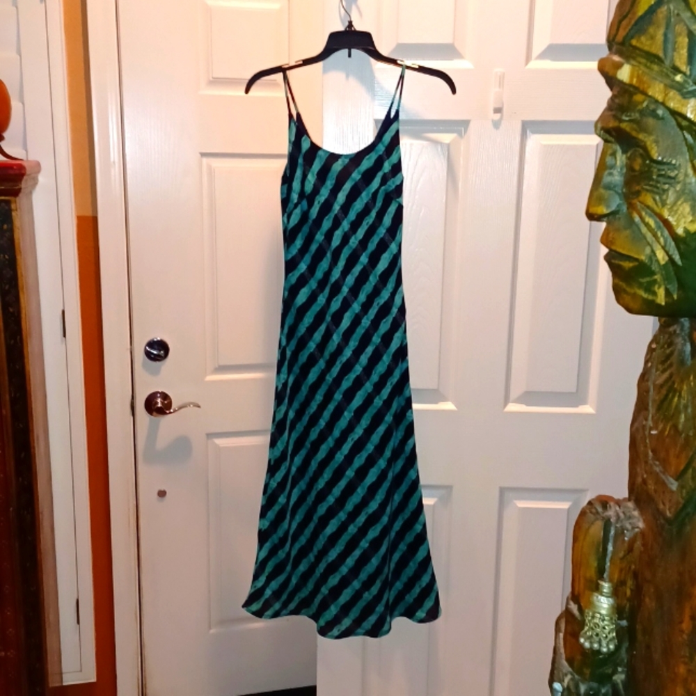 Vintage Rare Timney Fowler Green and Black Bamboo Pattern Tank Dress